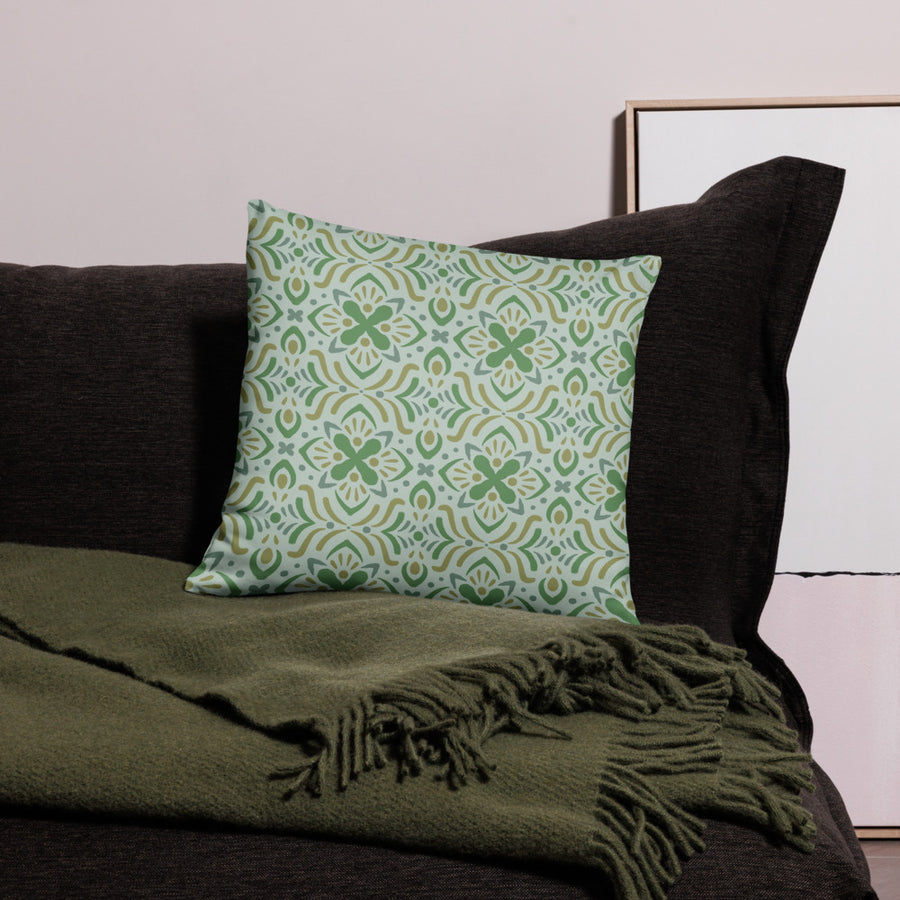 Mint Folk Pillow Case mockup 1