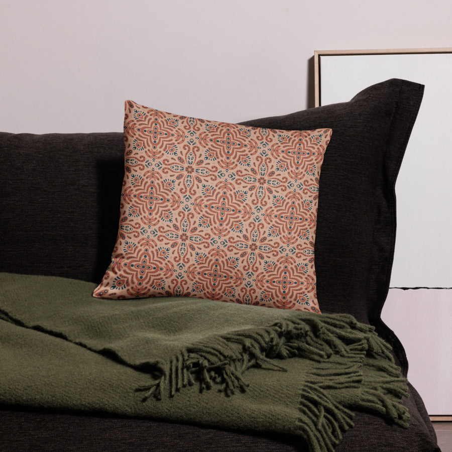 Terracotta Navy Tile Pillow Case mockup 1