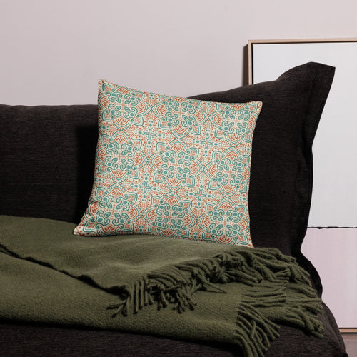 Teal Scroll Tile Pillow Case mockup 1 pattern preview