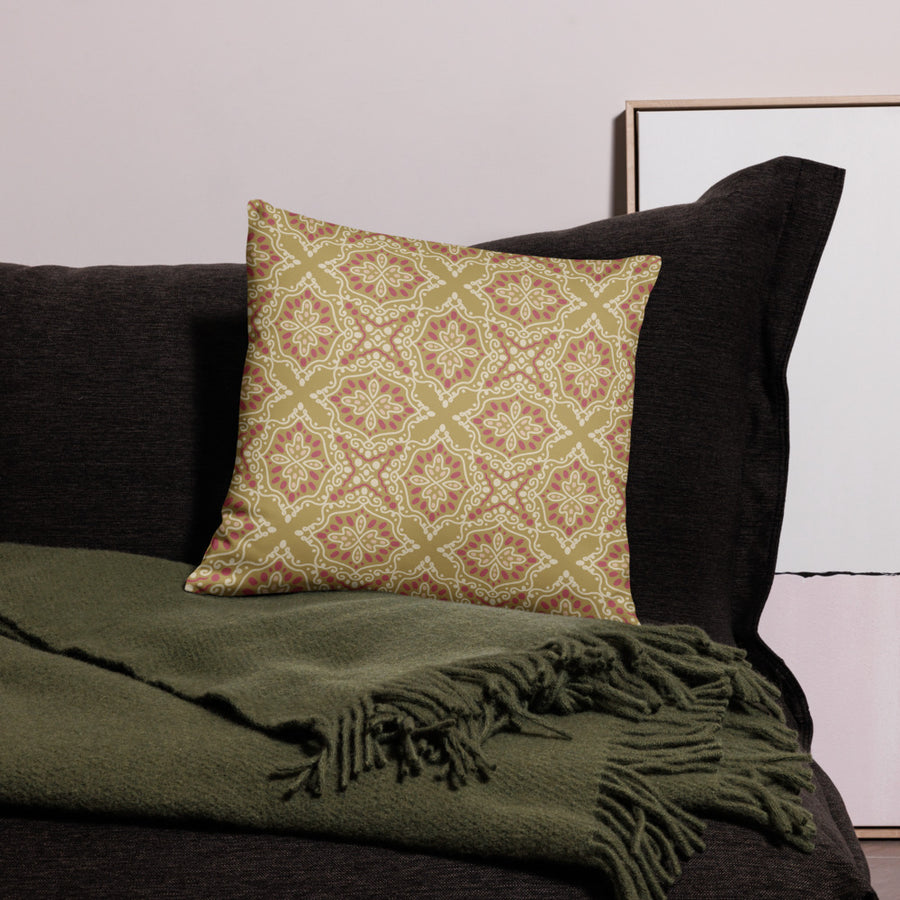 Golden Damask Tile Pillow Case mockup 1