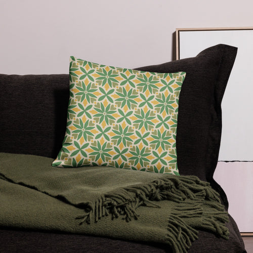 Green Petal Tile Pillow Case mockup 1 pattern preview