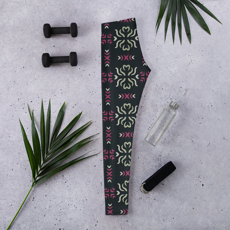 Sage Heart Cross AOP Leggings mockup 1