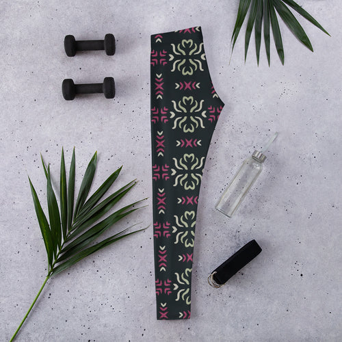 Sage Heart Cross AOP Leggings mockup 1 pattern preview