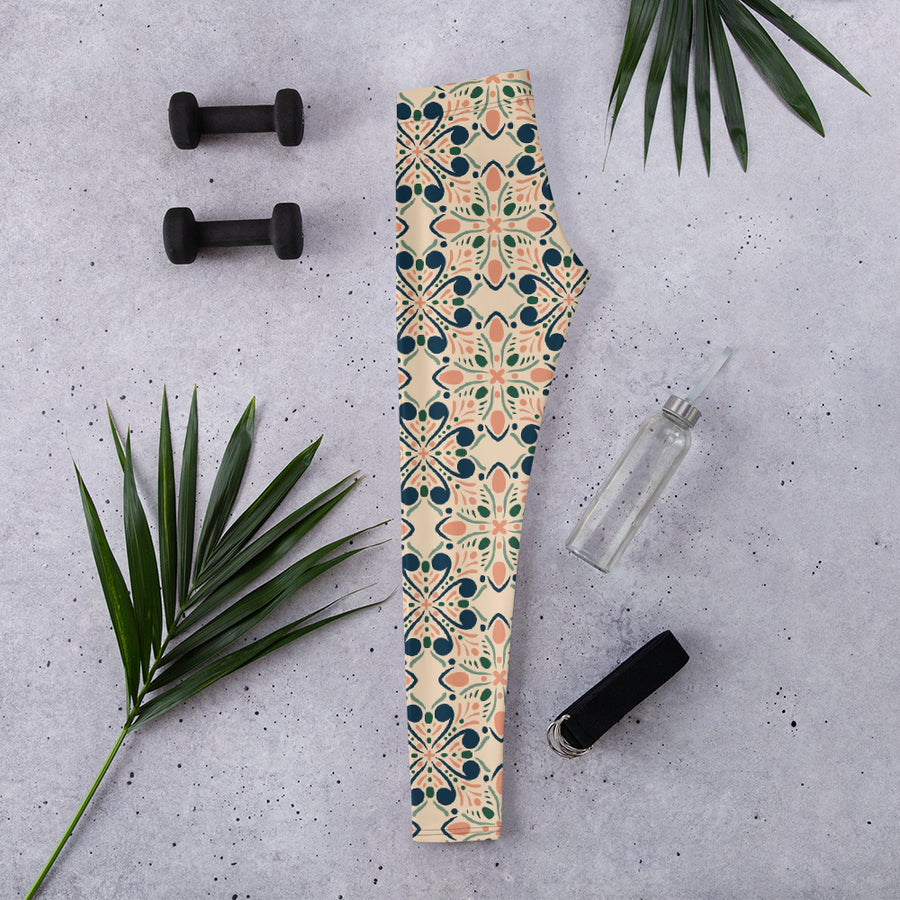 Garden Navy AOP Leggings mockup 1