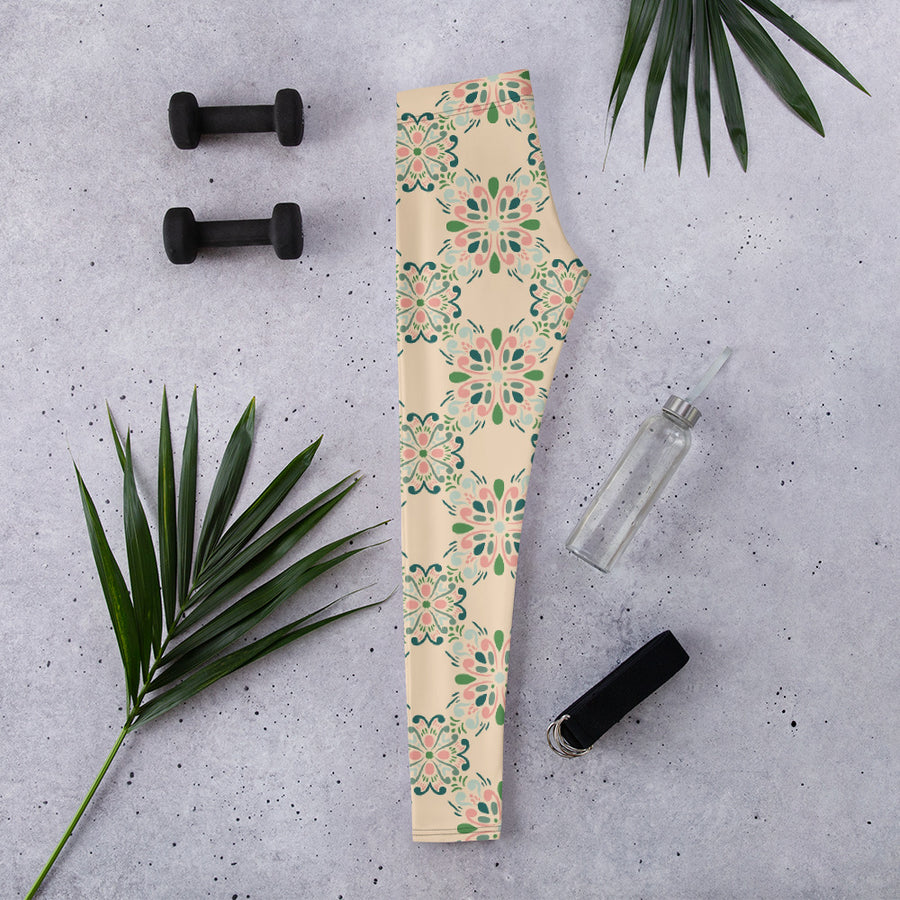 Rose Garden Tile AOP Leggings mockup 1