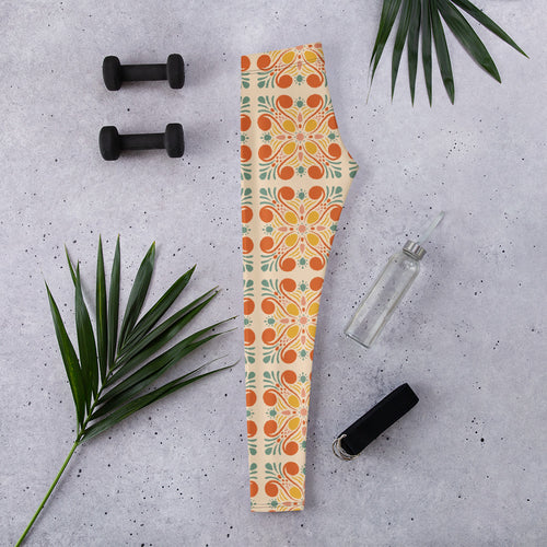 Bold Citrus AOP Leggings mockup 1 pattern preview