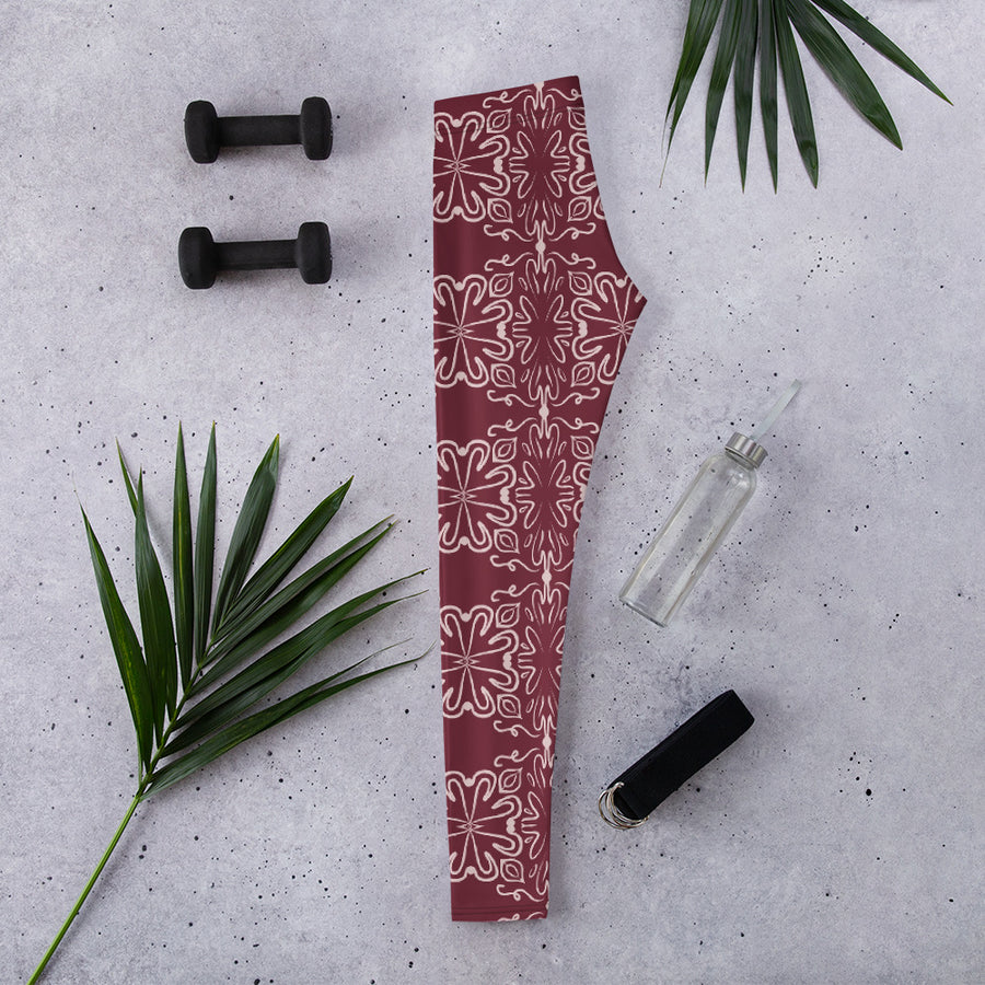 Crimson Garden AOP Leggings mockup 1