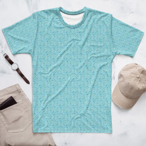 Aqua Vine Scatter AOP Men's T-Shirt mockup 1 pattern preview
