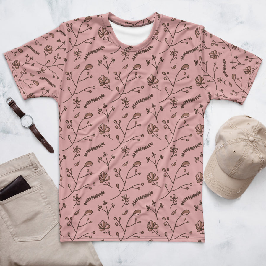 Mocha Sprig AOP Men's T-Shirt mockup 1