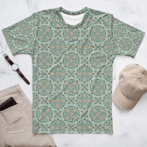 Mint Botanical AOP Men's T-Shirt mockup 1 pattern preview