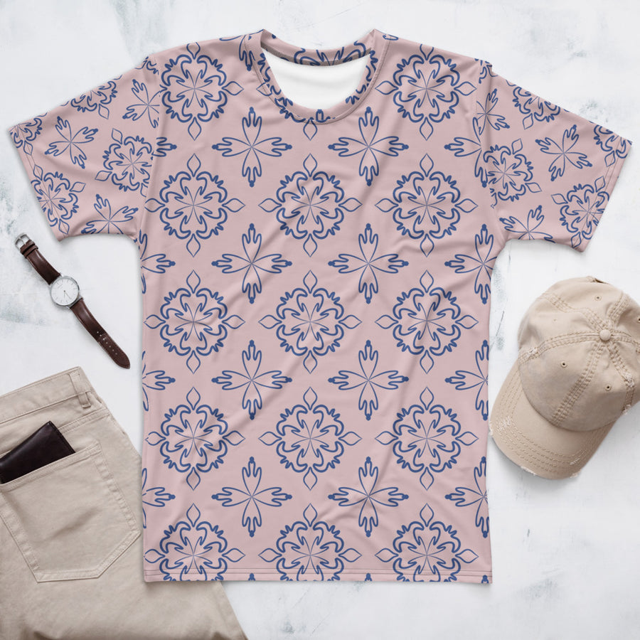 Cobalt Tulip AOP Men's T-Shirt mockup 1