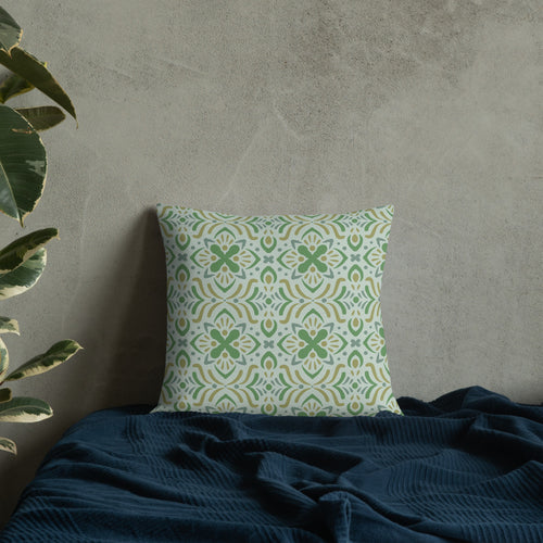 Mint Folk Premium Pillow mockup 1 pattern preview