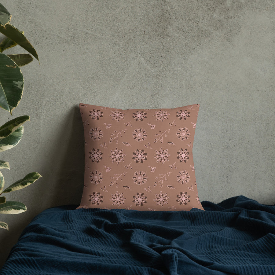 Mocha Botanical Premium Pillow mockup 1
