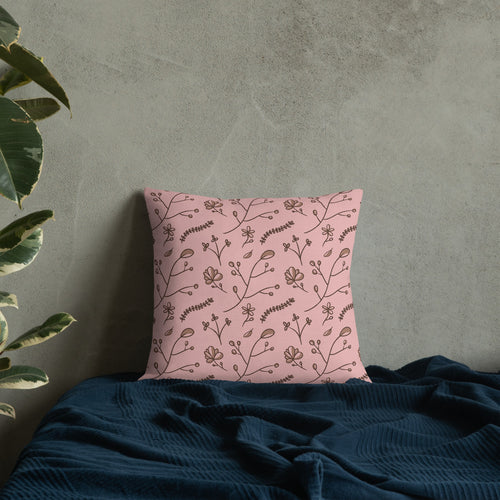Mocha Sprig Premium Pillow mockup 1 pattern preview