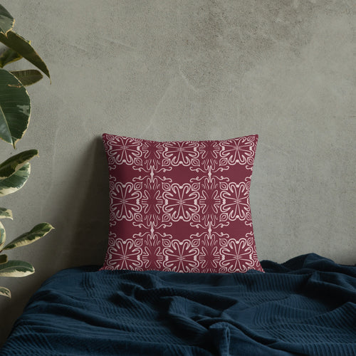 Crimson Garden Premium Pillow mockup 1 pattern preview
