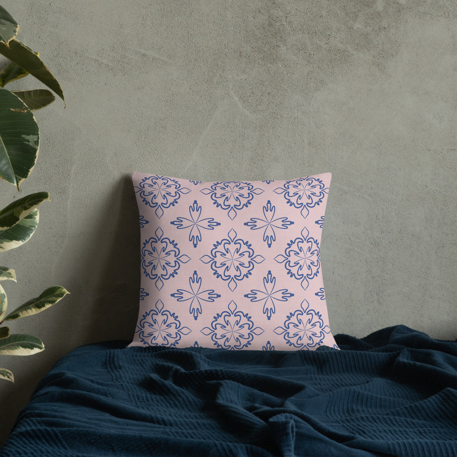 Cobalt Tulip Premium Pillow mockup 1