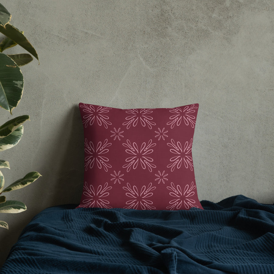 Burgundy Daisy Premium Pillow mockup 1