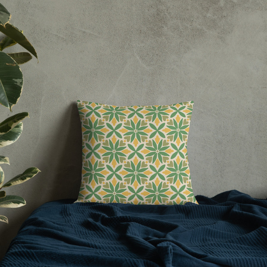 Green Petal Tile Premium Pillow mockup 1