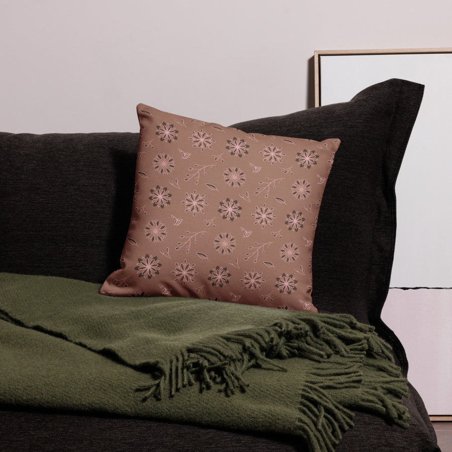 Mocha Botanical Premium Pillow Case mockup 1
