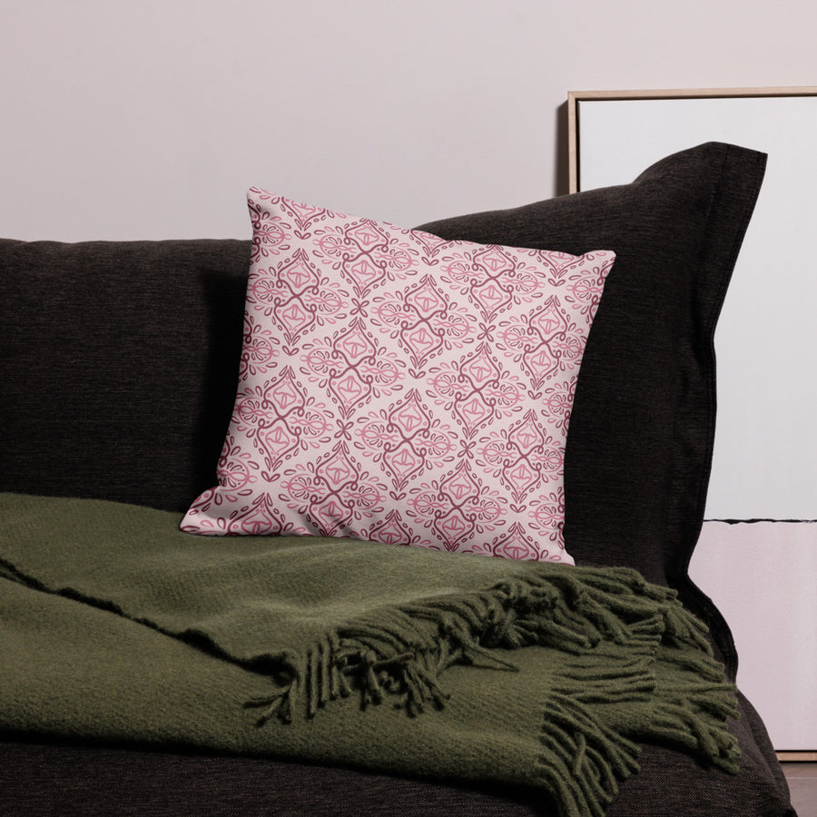 Rose Damask Premium Pillow Case mockup 1