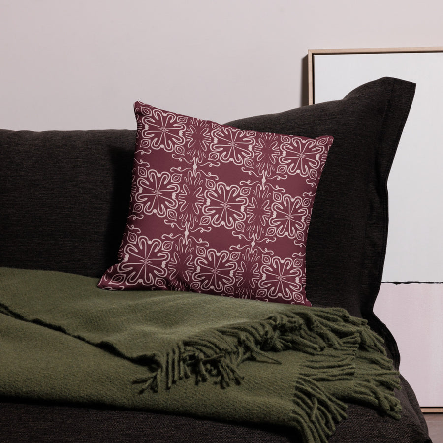 Crimson Garden Premium Pillow Case mockup 1