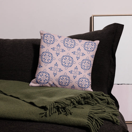 Cobalt Tulip Premium Pillow Case mockup 1 pattern preview