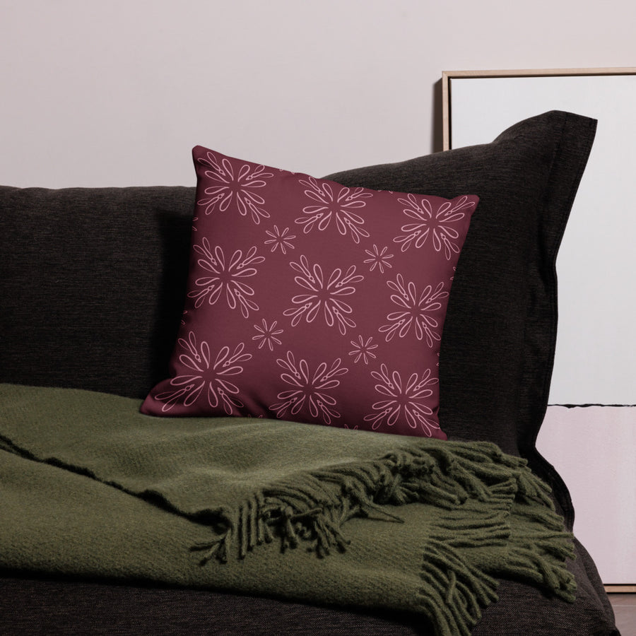 Burgundy Daisy Premium Pillow Case mockup 1
