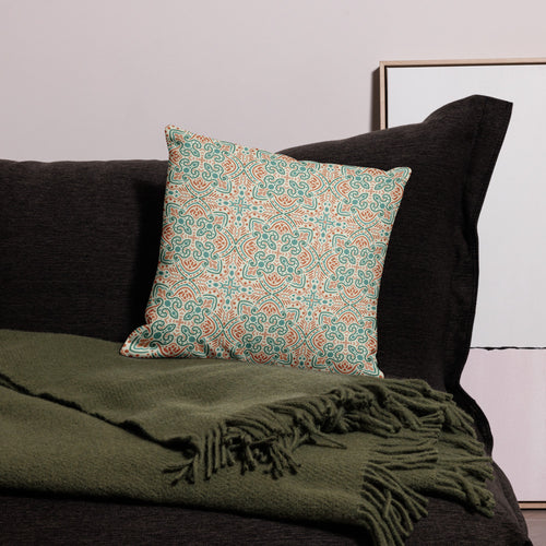 Teal Scroll Tile Premium Pillow Case mockup 1 pattern preview