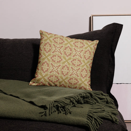 Golden Damask Tile Premium Pillow Case mockup 1 pattern preview