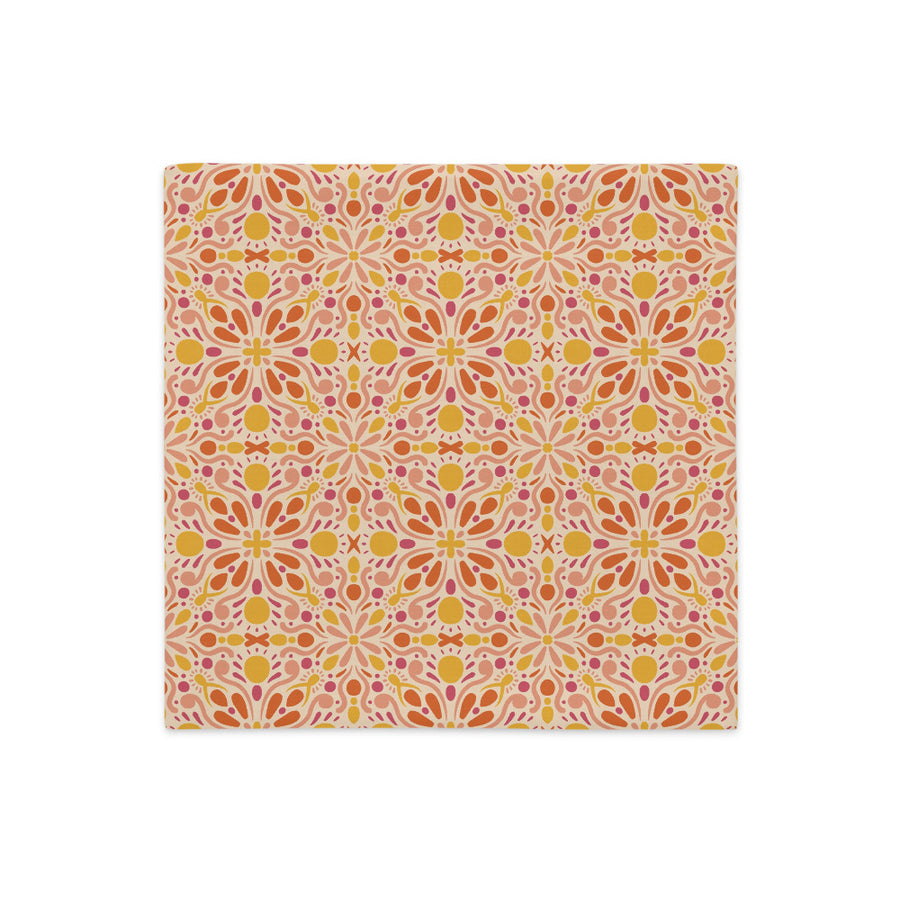 Warm Folk Medallion Premium Pillow Case mockup 1