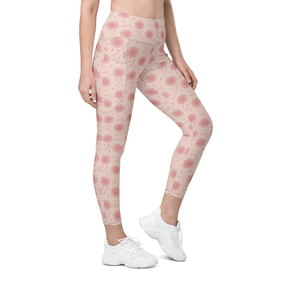 Delicate Romance 5 AOP Recycled Leggings with Pockets mockup 1