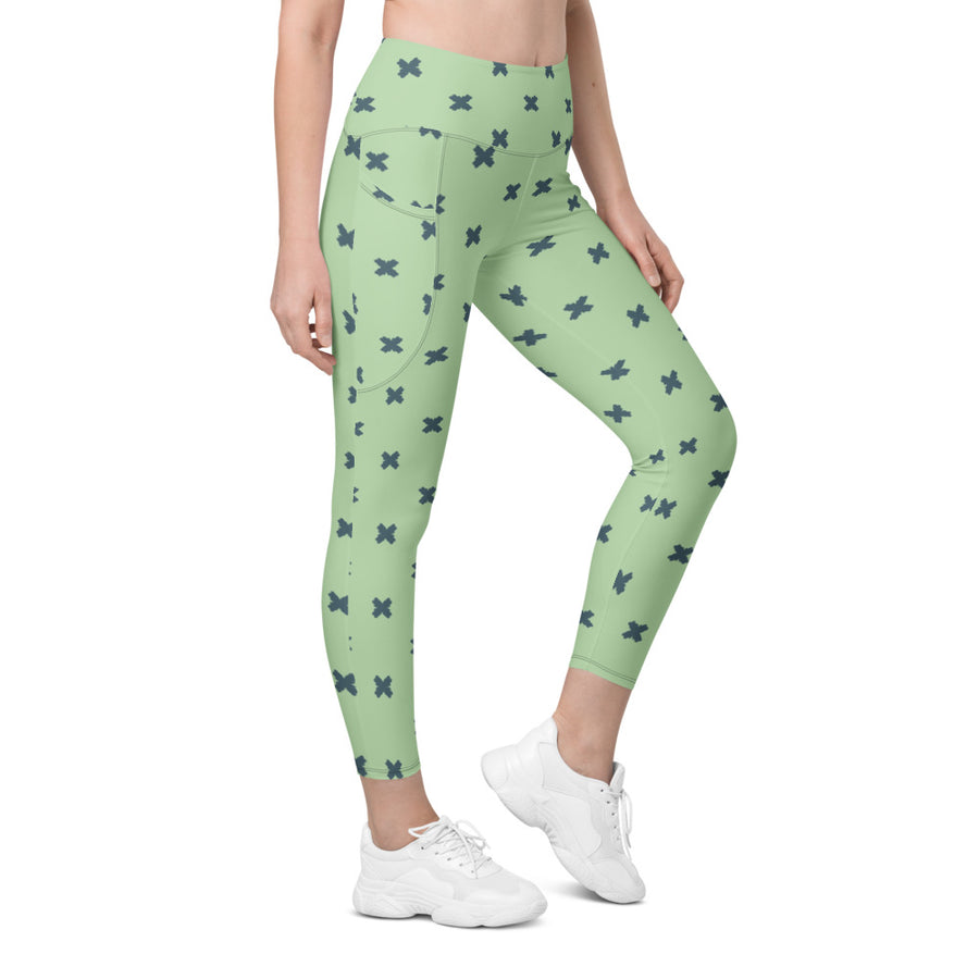 Coachella Butterfly Mint AOP Recycled Leggings with Pockets mockup 1