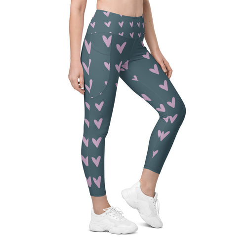 Coachella Puppy Love Slate Lavender AOP Recycled Leggings with Pockets mockup 1 pattern preview