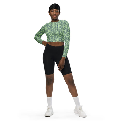 Coachella We Are One Mint AOP Recycled Long Sleeve Crop Top mockup 1 pattern preview