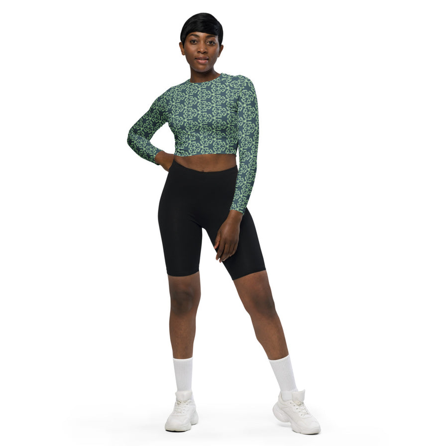 Coachella We Are One Slate AOP Recycled Long Sleeve Crop Top mockup 1