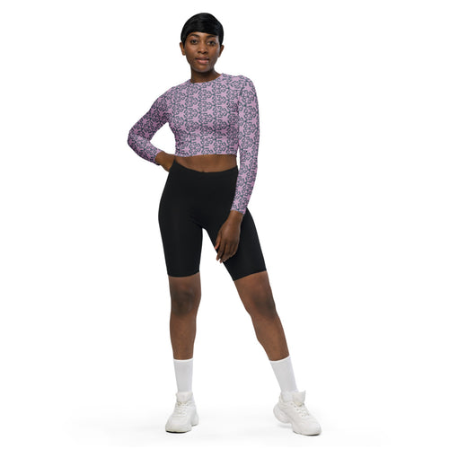 Coachella We Are One Lavender AOP Recycled Long Sleeve Crop Top mockup 1 pattern preview