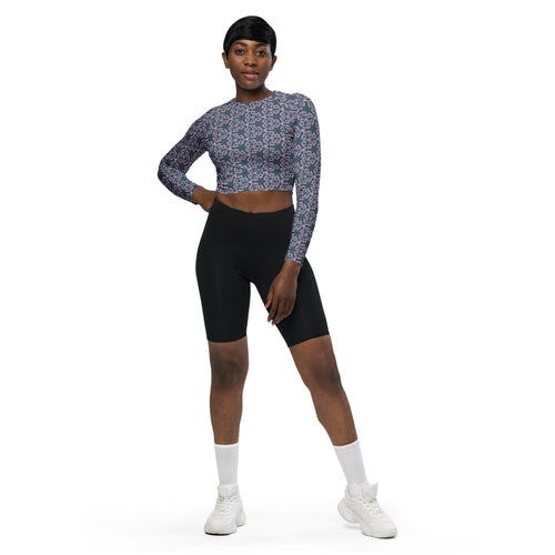 Coachella We Are One Slate Lavender AOP Recycled Long Sleeve Crop Top mockup 1 pattern preview