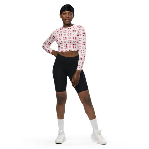 Alison High Noon AOP Recycled Long Sleeve Crop Top mockup 1 pattern preview