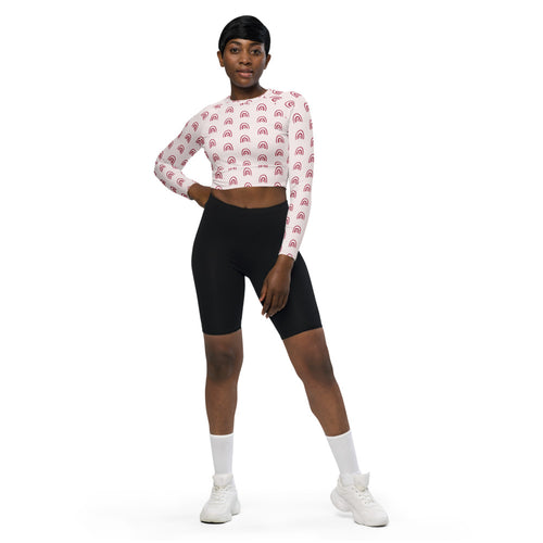 Alison Good Days Only AOP Recycled Long Sleeve Crop Top mockup 1 pattern preview
