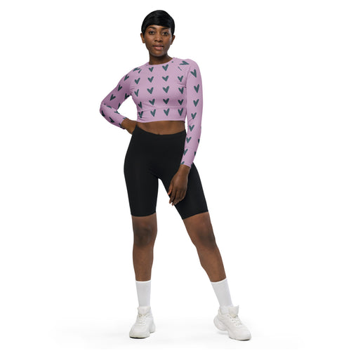 Coachella Puppy Love Mint AOP Recycled Long Sleeve Crop Top mockup 1 pattern preview