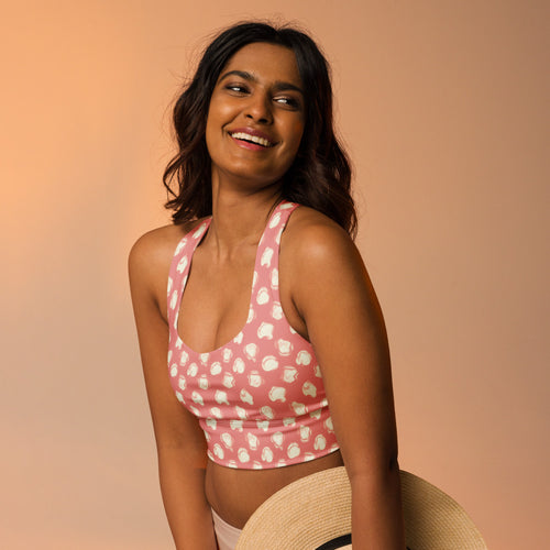 Delicate Romance 2 AOP Longline Sports Bra mockup 7 pattern preview