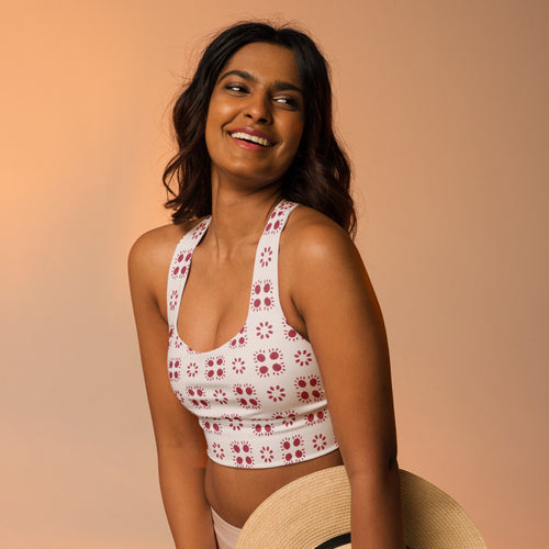 Alison High Noon AOP Longline Sports Bra mockup 7 pattern preview