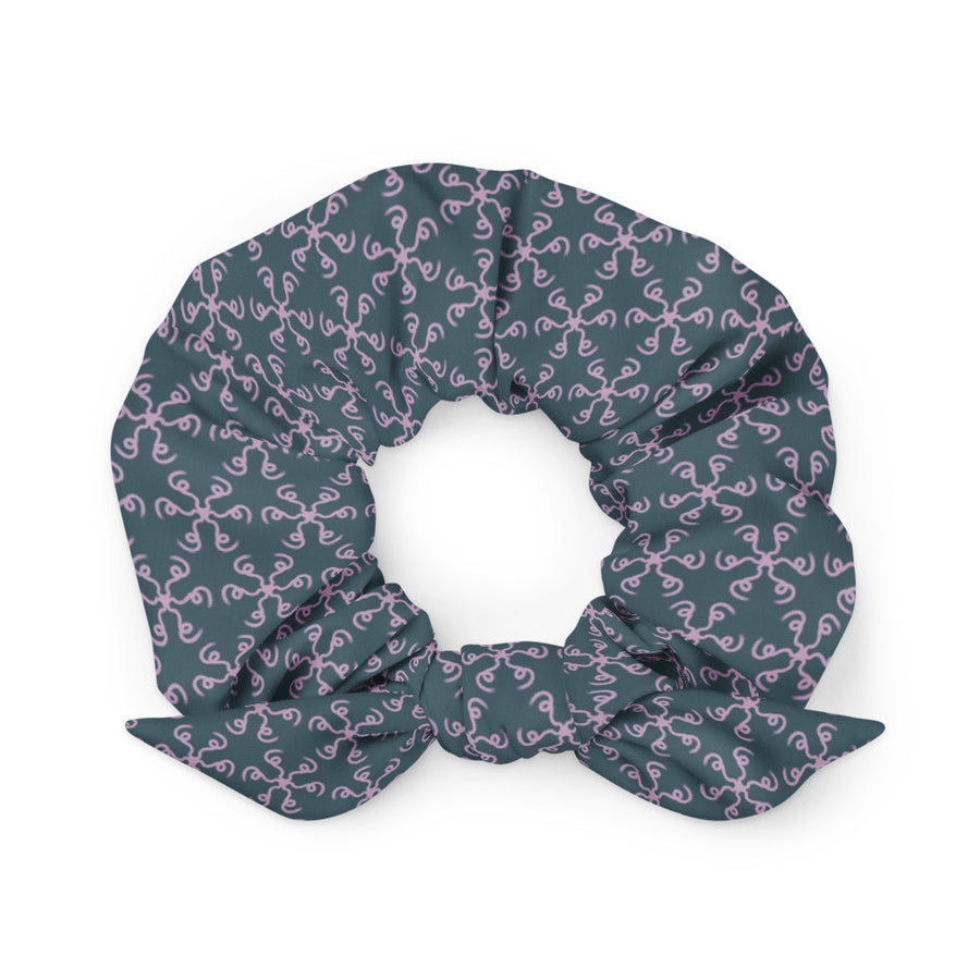 Coachella Spin Out Slate Lavender AOP Recycled Scrunchie mockup 1