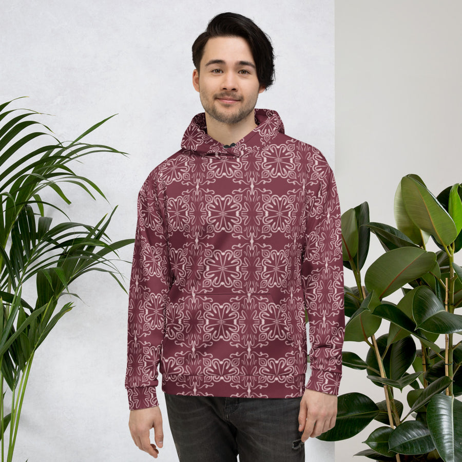 Crimson Garden AOP Hoodie mockup 1