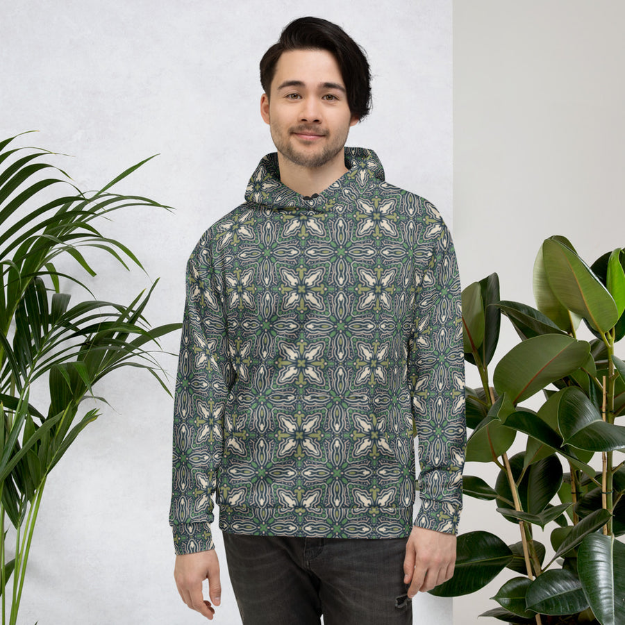 Midnight Folk Tile AOP Hoodie mockup 1