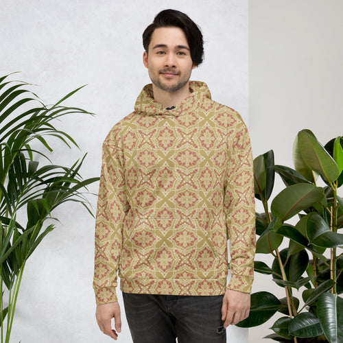 Golden Damask Tile AOP Hoodie mockup 1 pattern preview