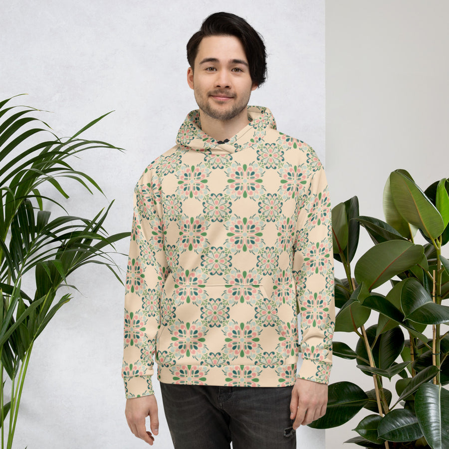 Rose Garden Tile AOP Hoodie mockup 1