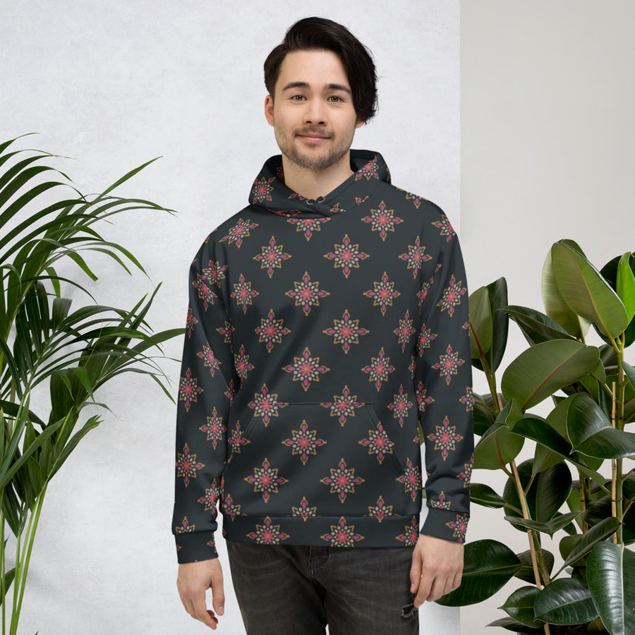 Dot Medallion AOP Hoodie mockup 1