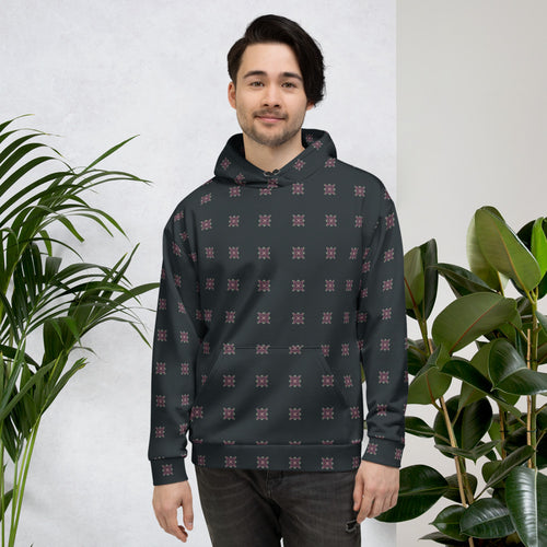 Pink Dot Flower AOP Hoodie mockup 1 pattern preview
