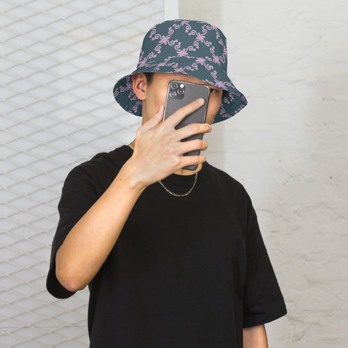 Coachella Wild Ones Slate Lavender AOP Bucket Hat mockup 1 pattern preview